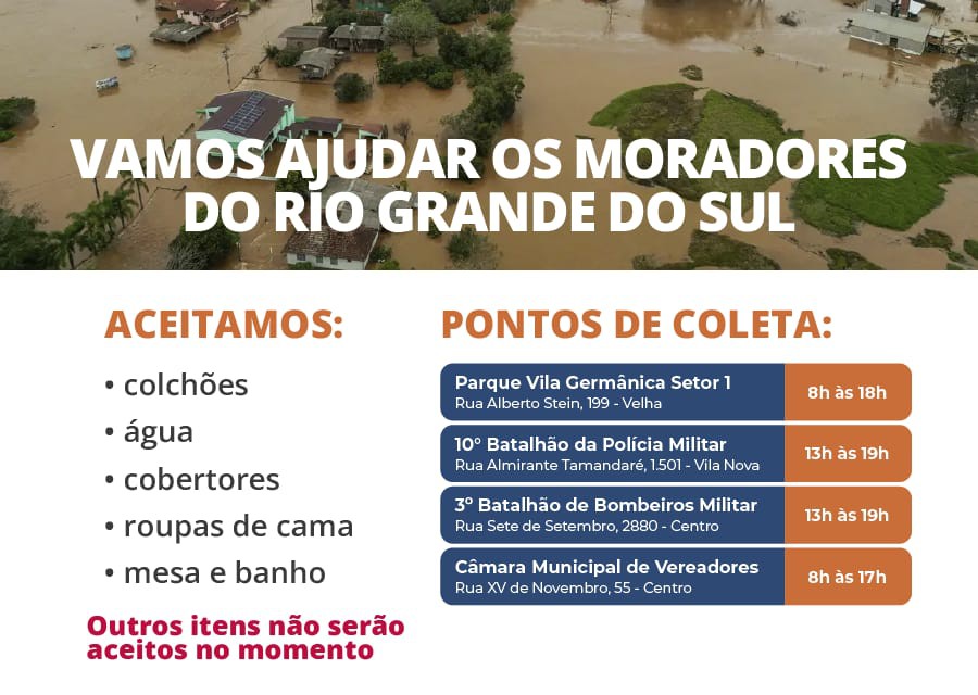 Prefeitura mobiliza campanha de arrecadação em prol dos atingidos no Rio Grande do Sul