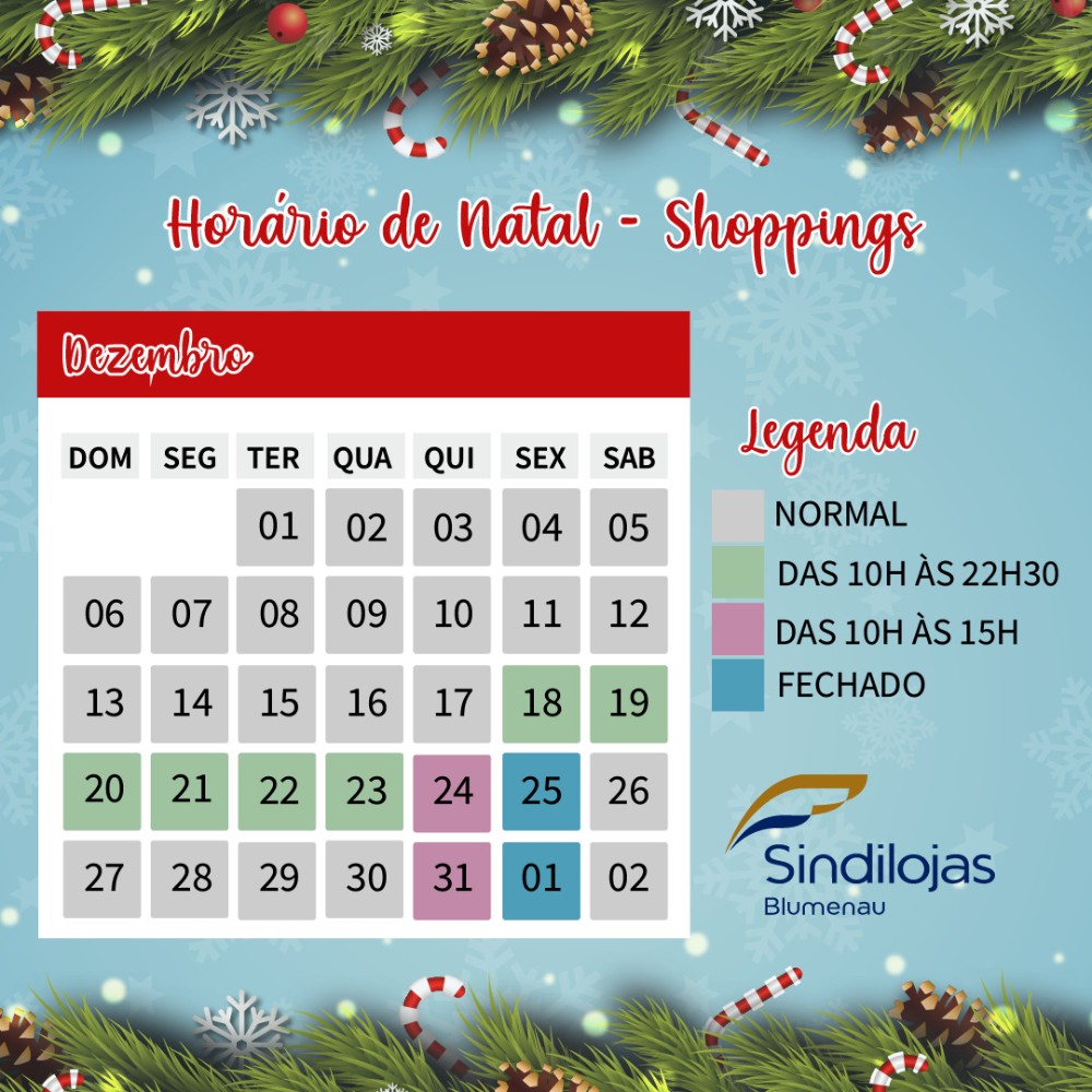 Alteração no Calendário Especial de Natal para o Comércio de Blumenau e região